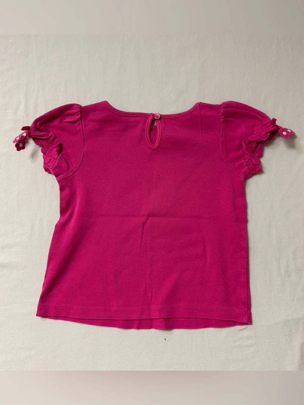 Pink Shirt Top Girl’s 3T Puff Short Sleeve Summer Play Camp Beach Fuchsia Cute